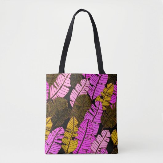 Tote Bag Motif sans couture avec feuilles tropicaux dessiné (Devant)
