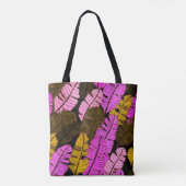 Tote Bag Motif sans couture avec feuilles tropicaux dessiné (Dos)