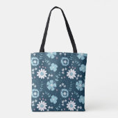 Tote Bag Motif sans couture avec fleurs d'été bleues sur fo (Dos)