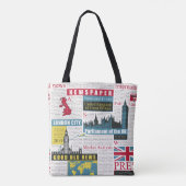 Tote Bag  motif sans couture avec journal britannique ou lo (Dos)