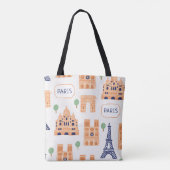 Tote Bag Motif sans couture avec les monuments parisiens (Dos)