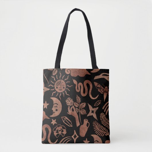 Tote Bag Motif sans couture avec symboles mystiques et magi (Devant)