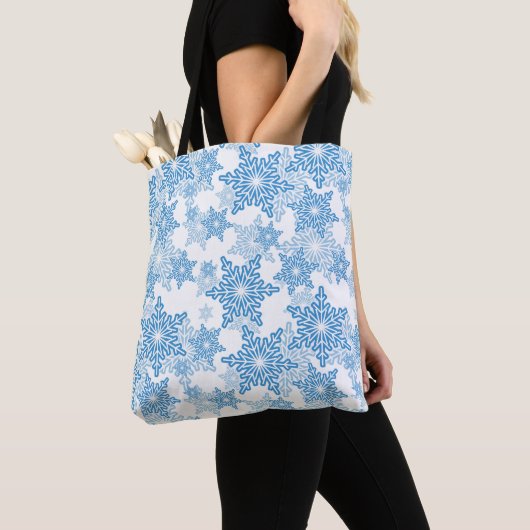 Tote Bag Motif sans couture blanc et bleu (De près)