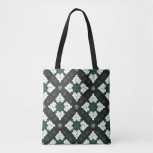 Tote Bag Motif sans couture de damas ethnique vert en batik