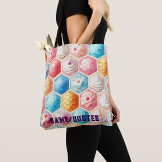 Tote Bag Motif sans couture de dessert en nid d'abeille mig