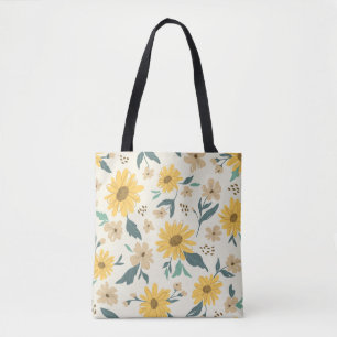 Tote Bag Motif sans couture de tournesol. Marguerite jaune