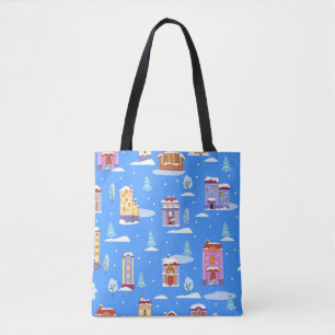 Tote Bag Motif sans couture d'hiver dessiné à la main avec