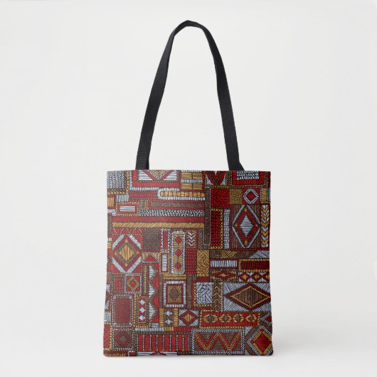 Tote Bag Motif sans couture en style patchwork. E brodé (Devant)