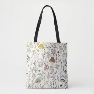 Tote Bag Motif sans couture. Ensemble de plantes sauvages c
