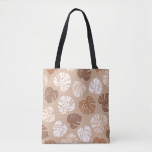 Tote Bag Motif sans couture feuille monstère beige. han bra