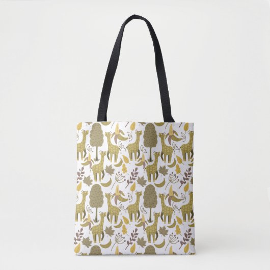 Tote Bag Motif sans couture Giraffe jaune blanc arrière - p (Devant)