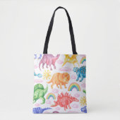 Tote Bag Motif sans couture représentant des dinosaures col (Devant)
