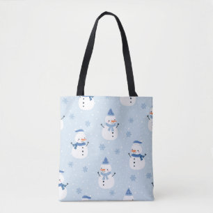 Tote Bag Motif sans couture Snowman, arrière - plan d'hiver