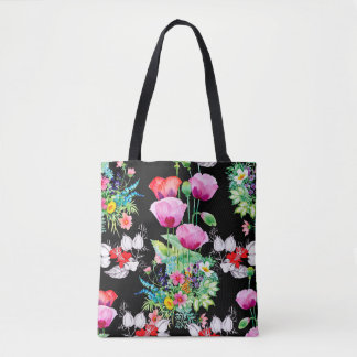 Tote Bag Motif sans couture sur arrière - plan noir. Coloré
