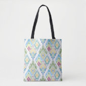 Tote Bag Motif sans fil Ikat Floral (Devant)