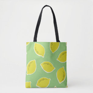 Tote Bag Motif sans soudure à la main avec citrons en jaun