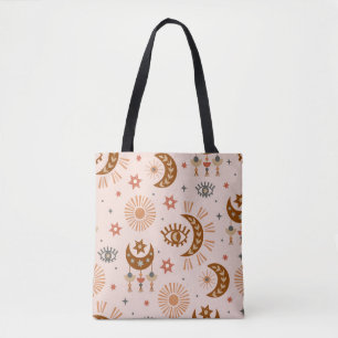 Tote Bag motif sans soudure avec oeil céleste, lune, soleil