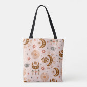 Tote Bag motif sans soudure avec oeil céleste, lune, soleil (Dos)
