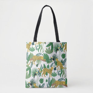 Tote Bag motif sans soudure de léopards dans la jungle. Mét