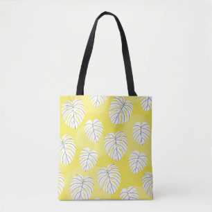 Tote Bag Motif sans soudure d'été avec monstre stylisé blan