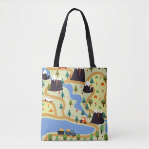 Tote Bag Motif sans soudure enfant avec montagnes, rivière,