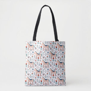 Tote Bag Motif scandinave d'art populaire de cheval