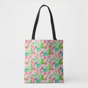 Tote Bag Motif se développant de Succulents d'aquarelle