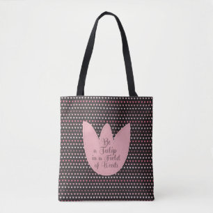 Tote Bag Motif simple de tulipe rose avec fond sombre