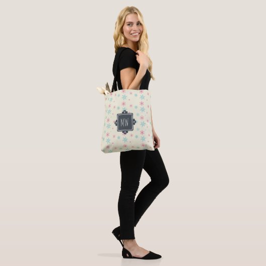 Tote Bag Motif Snowflake Avec Carré Fancy Personnalisé (Sur le modèle)