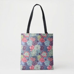 Tote Bag Motif succulent coloré