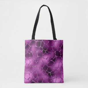 Tote Bag Motif Taches de Girafe Ombré Violet Pailleté Glamo