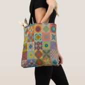 Tote Bag Motif Talavera. Un patchwork indien. Nom turc (De près)