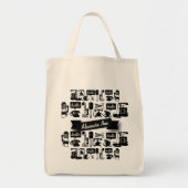 Tote Bag Motif téléphonique noir rétro personnalisé (Devant)