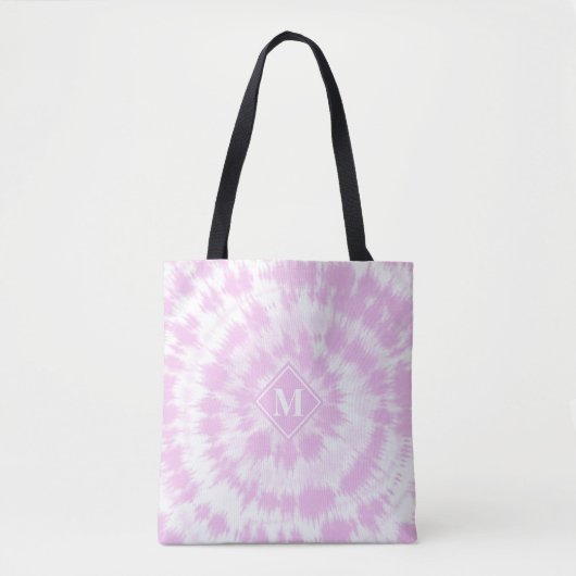 Tote Bag Motif Tie Dye Rose Foncé Monogrammé Féminin (Devant)
