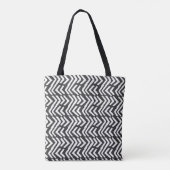 Tote Bag Motif tiré par la main noir de Chevron (Dos)