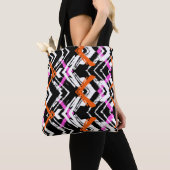 Tote Bag Motif tiré par la main noir, orange, et rose de (De près)