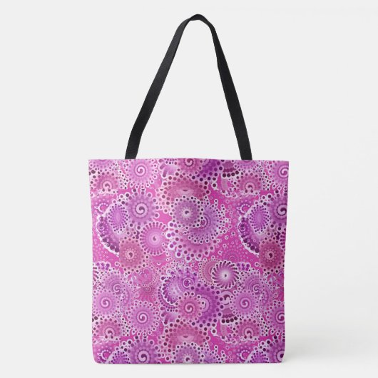 Tote Bag Motif tourbillon fractal, tons violets (Devant)