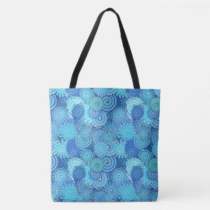 Tote Bag Motif tourbillonnant fractal, bleu de cobalt