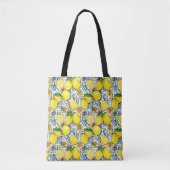 Tote Bag Motif traditionnel méditerranéen aux citrons (Devant)