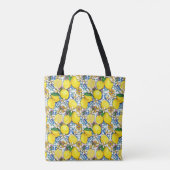 Tote Bag Motif traditionnel méditerranéen aux citrons (Dos)