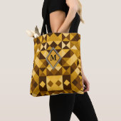 Tote Bag Motif triangle diamant orange Brown (De près)