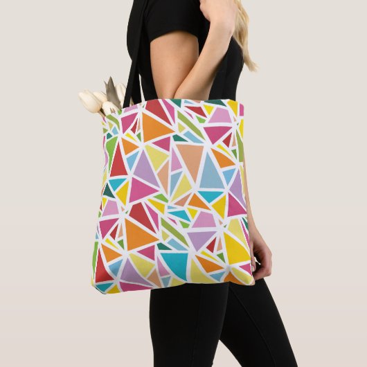 Tote Bag Motif triangles colorés (De près)