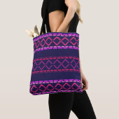 Tote Bag Motif tribal rose et pourpre (De près)
