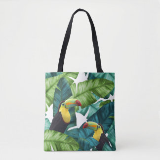 Tote Bag Motif tropical de feuille de banane de toucans