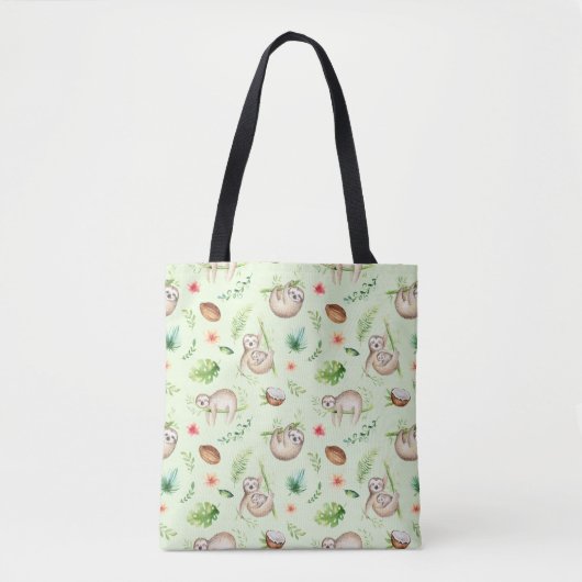 Tote Bag Motif tropical de paresse de noix de coco (Devant)