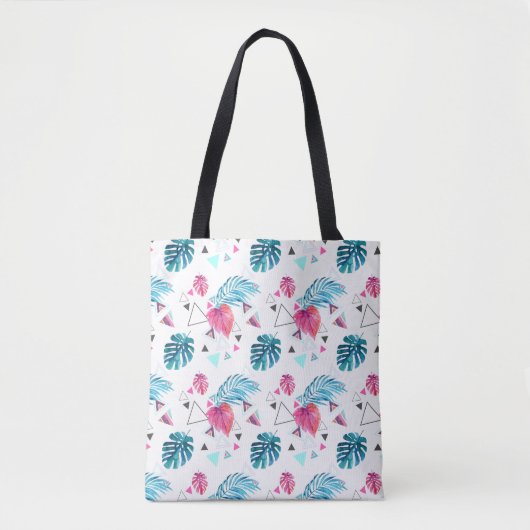 Tote Bag Motif tropical de triangle de feuille (Devant)
