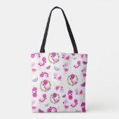 Tote Bag Motif tropical, Flamants roses, pastèques, Fleurs (Dos)