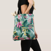 Tote Bag motif tropical fleuri sans coutures avec hibiscus  (De près)