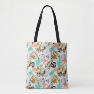 Tote Bag Motif tropical géométrique abstrait de feuille