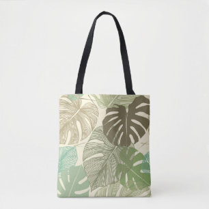 Tote Bag Motif Tropical Monstera Retro à main